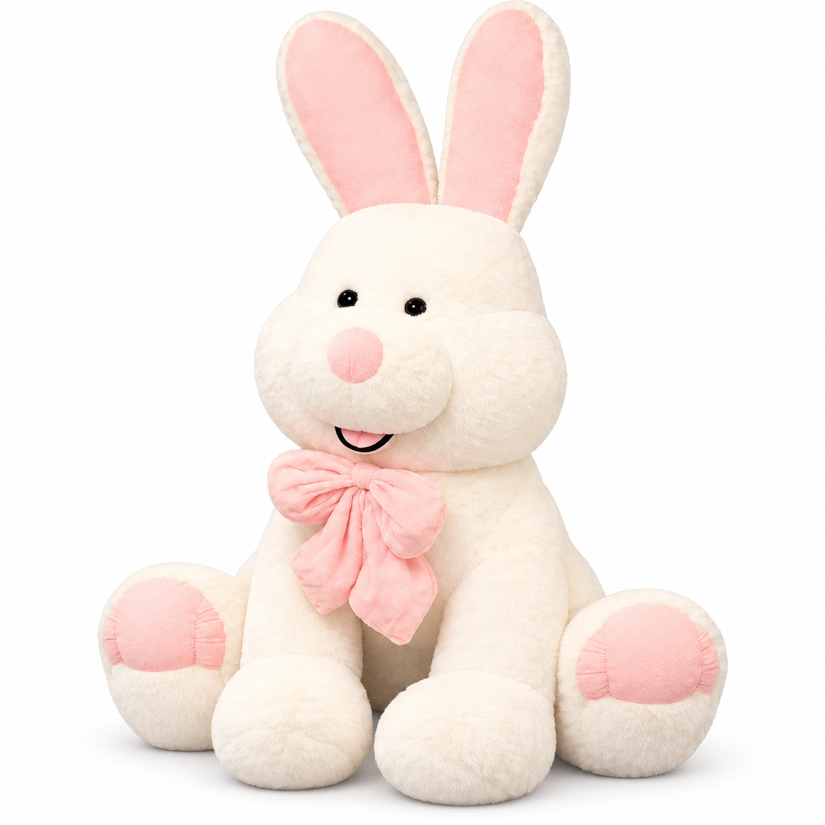 40-Inch Large Soft Bunny Plush – Pink Bow Rabbit Stuffed Animal.
