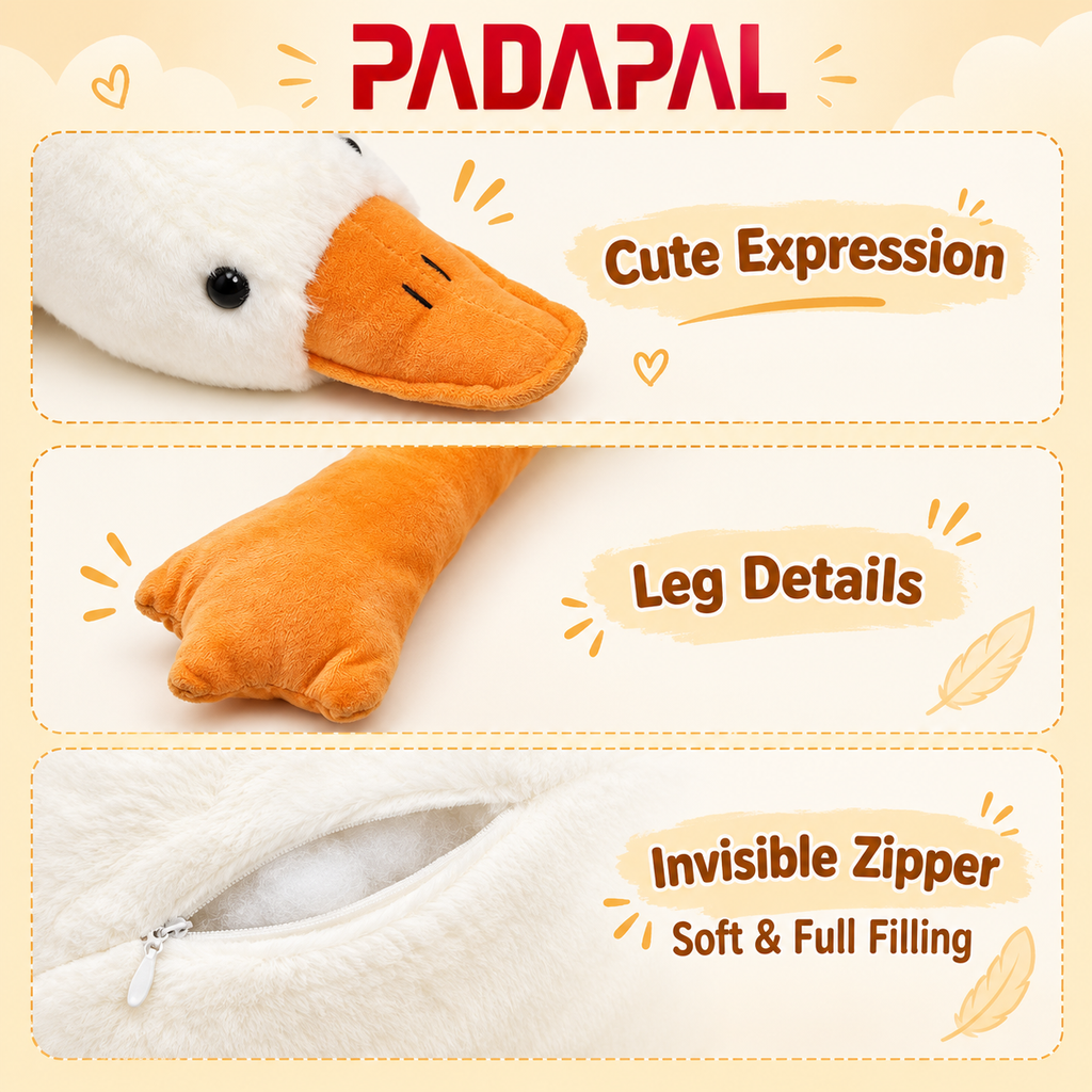 40-Inch Large Goose Plush – Ultra Soft & Cuddly Stuffed Animal Pillow.
