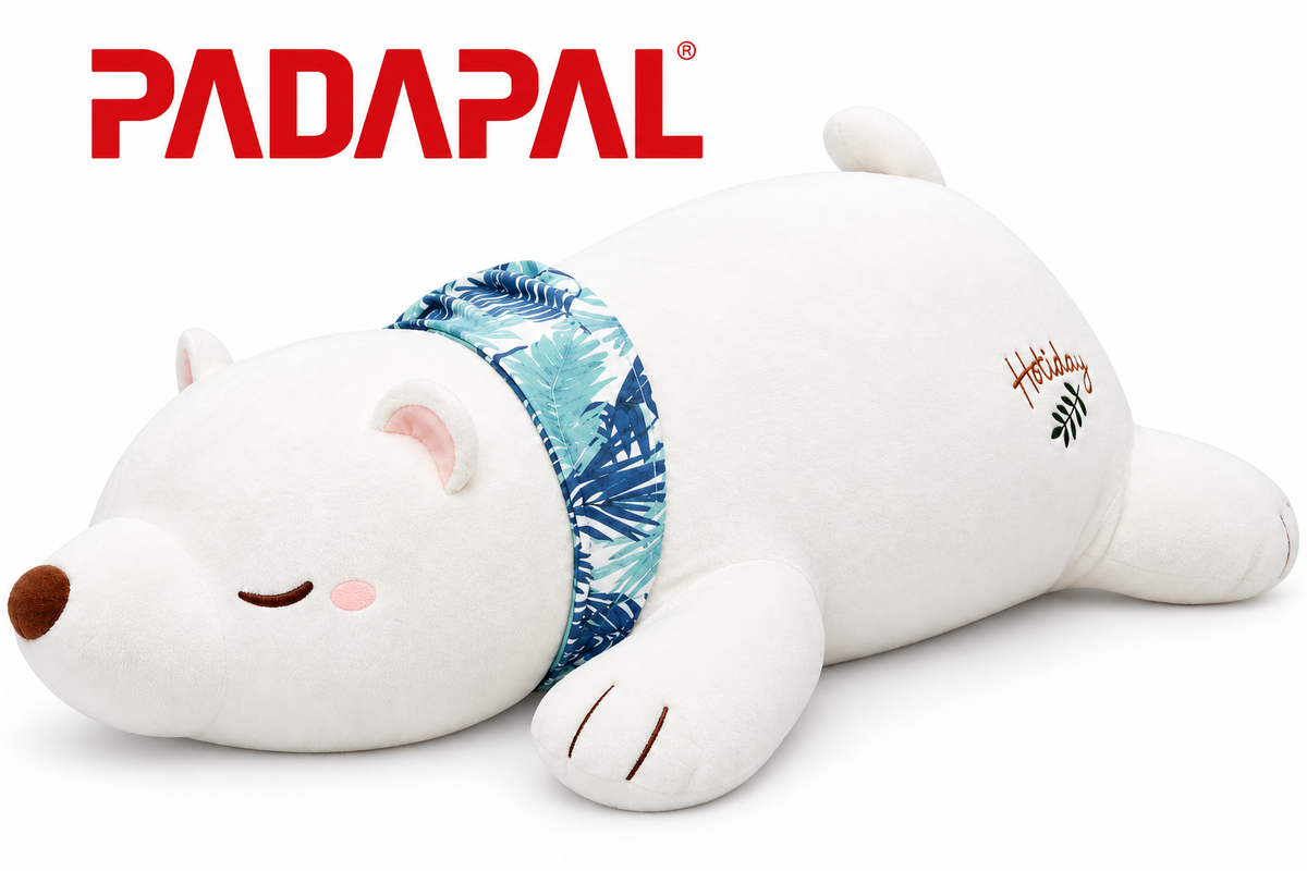 40-Inch Large Sleeping Polar Bear Plush – Ultra Soft & Cuddly Body Pillow.