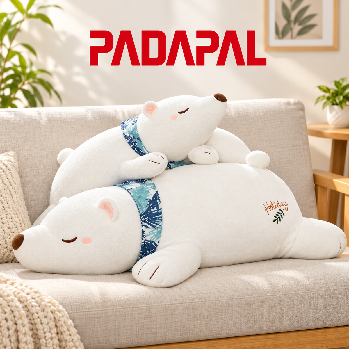 40-Inch Large Sleeping Polar Bear Plush – Ultra Soft & Cuddly Body Pillow.